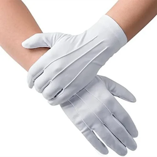 4PCS White Cotton Gloves Men Formal Tuxedo Uniform Gloves