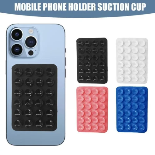 Suction Cup Wall Stand Mat Multifunctional Silicone Leather Square Phone Single-Sided Case Anti-Slip Holder Mount Suction 2023