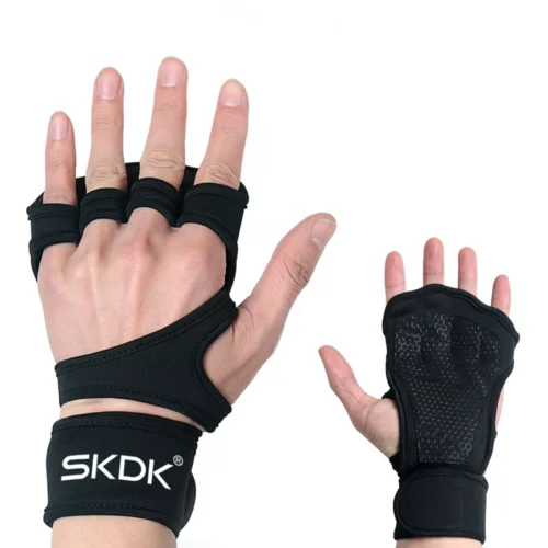 SKDK Weight Lifting Fitness Gloves With Wrist Wraps Silicone Gel Full Palm Protection Gym Workout Gloves Power Lifting Equipment