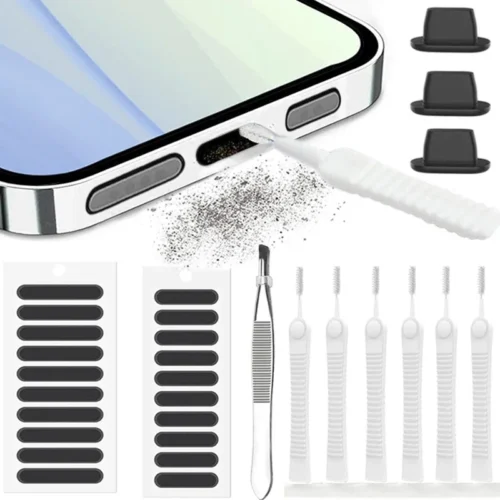 Universal Mobile Phone Speaker Dust Mesh Sticker for iPhone 15 14 13 12 Pro Max Samsung Huawei Phone Port Protector Cleaning Kit