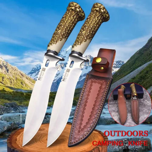 WPKOPYA (USA) Hunting Straight Knife with antler handle