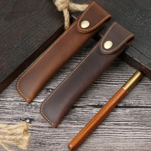 Retro Fountain Pen Case Genuine Leather Handmade Pencil Bag