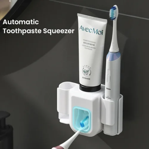 Electric Toothpaste Dispenser & Toothbrush Holder