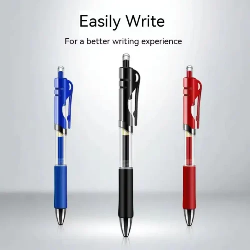 12pcs Retractable Ink Ballpoint Gel Pen Set – Black, Red, Blue