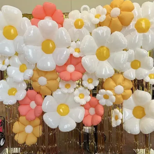 New Pink Yellow White Daisy Flower Foil Balloons Plumeria Helium Ball Wedding Birthday Party Decoration Baby Shower Photo Props
