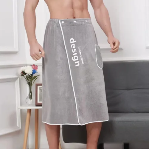 Men’s Coral Absorbent Fleece Bath Towel Skirt