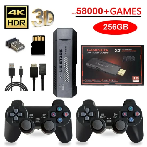 X2 Plus 256G 50000 Game GD10 Pro 4K Game Stick 3D HD Retro Video Game Console Wireless Controller TV 50 Emulator For PS1/N64/DC