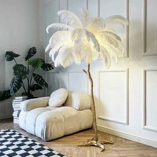 Ostrich Feather Led Standing Floor Lamp
