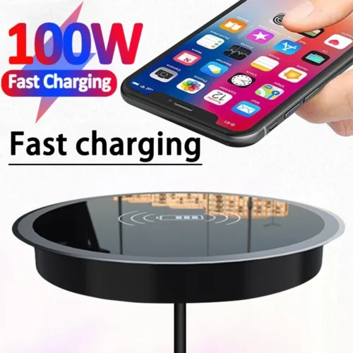 15W Built-in Desktop Wireless Charger Desktop Furniture Embedded Qi Fast Wireless Charger Charging For 13 /12 Galaxy S22 S20U