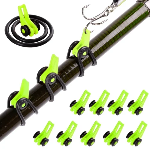 JOOYOO 10pcs/lot Fishing Rod Pole Hook Keeper – Securely Silicone Ring Iso Hold Bait Lures and Jigs for Safe and Easy Fishing