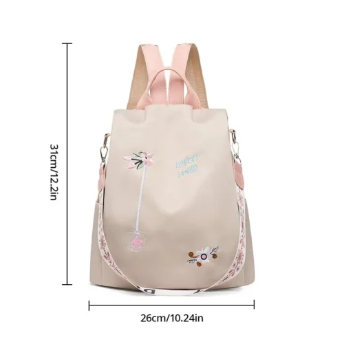 Waterproof Oxford Women’s Backpack Fashion Casual Embroidery Bag