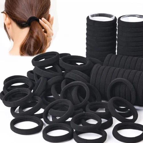 50/100pcs Black Hair Bands for Women Girls Hairband High Elastic Rubber Band