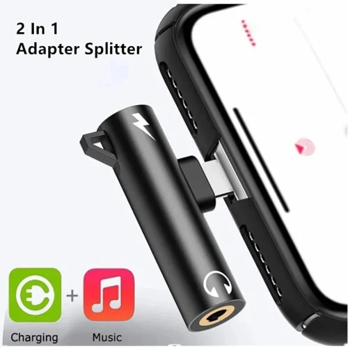 2 IN 1 Audio Headphone Charging Dual Adapter Splitter For iPhone XR XS X 7 8 11 11Pro For 3.5mm Jack to Earphone AUX Cable