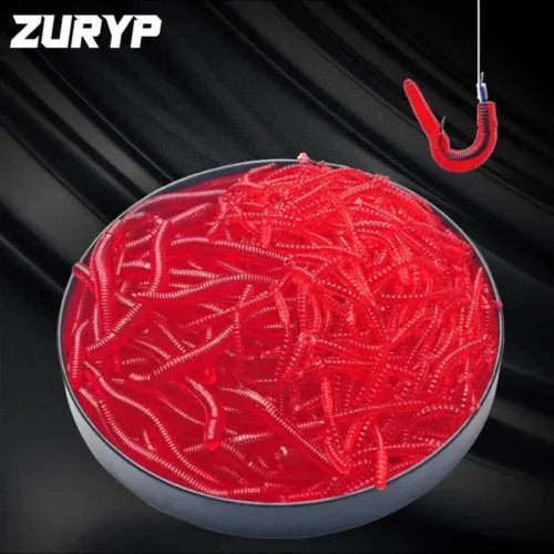 Lifelike Red Worm 100pcs PVC Soft Lures Earthworm Fishing Silicone Fishy Shrimp Worm Fishy Smell Artificial Fishing Lures