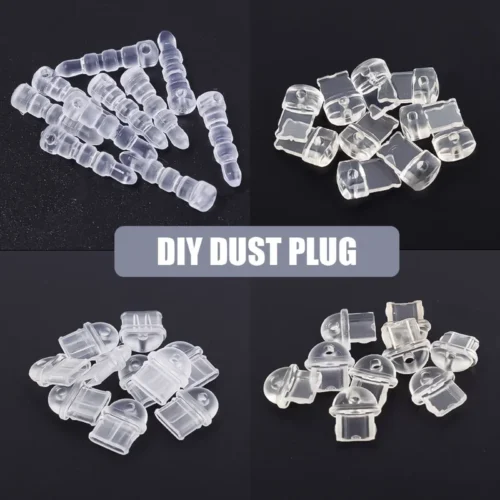 1-10PCS DIY Anti Dust Plug Transparent Charge Port Dust Plug for iPhone Type C Android Plug Stopper Protection Cap Phone Pendant