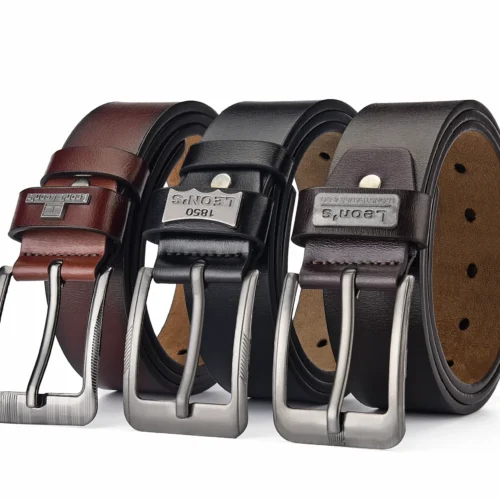 【LEON＇S】 Buckle  Leather Casual Jeans Belt Men High Quality Retro Luxury Male Strap Cintos 3 Colors 2023 NEW