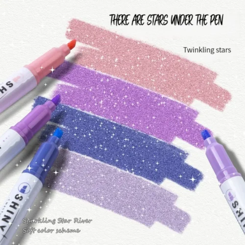 4 Colors/box Kawaii Glitter Highlighter Pens