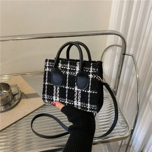 Women Mini Handbag Ladies Pouch Fashion Check Pattern Shoulder Bag