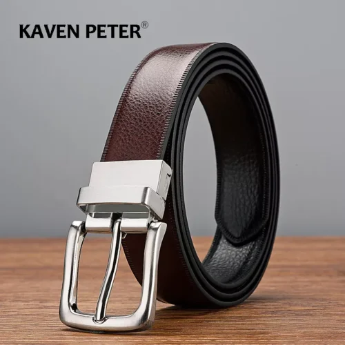 Male Leather Belts For Men High-Quality Designer Reversible Buckle