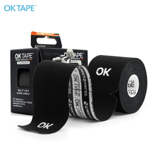 OK TAPE Kinesiology Tape 5CM X 5M Precut, 20 Strips, Latex Free Elastic Athletic Bandage, Gym Fitness Ankle Knee Finger Arm