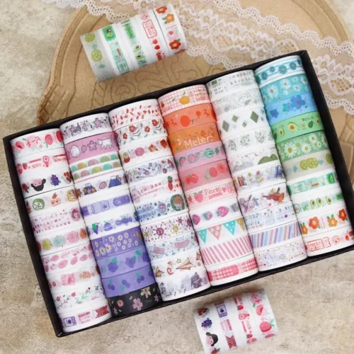 60 Rolls Cartoon Diy Decoration Tape Cute Children Stationery Handheld Gift Box
