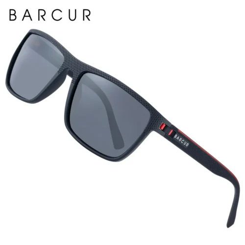 BARCUR Design TR90 Sunglasses Men Polarized Light Weight Sports Sun Glasses