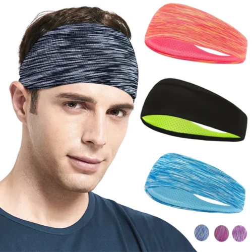 3PCS Sweatband for Men Women Elastic Sport Hairbands Head Band Yoga Headbands