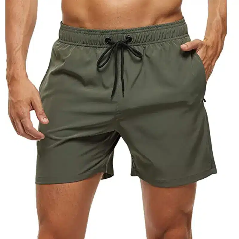 Fashion Beach Shorts Elastic Closure Men’s Swim Trunks Quick Dry Beach Shorts With Zipper Pockets