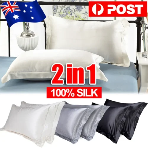 Pillowcase 100% Silk Pillow Cover Silky Satin Hair Beauty Soft Breathable Both Sides Comfortable Pillow Case Home Decor 48x74cm
