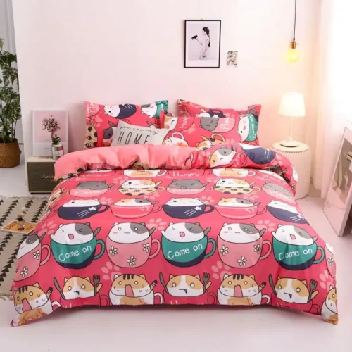“Cute cartoon Duvet Cover Bed Euro Bedding Set for Double Home Textile Luxury Pillowcases Bedroom Bedding Set 200×200 (No sheet)