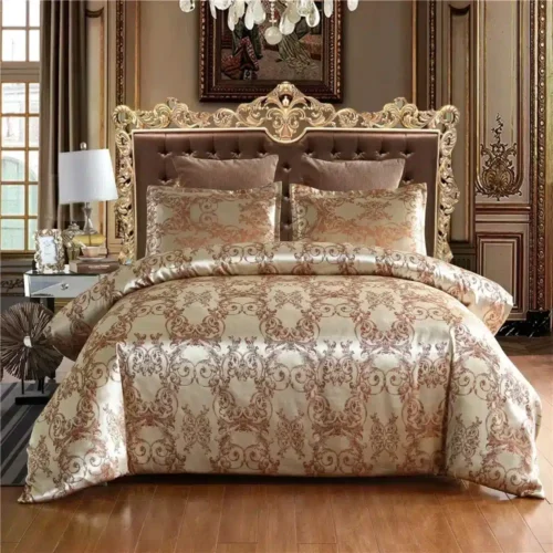 High End Jacquard King Size Bedding Set Luxury European Wedding Bedding Sets Queen American Satin Double Duvet Cover Set 220×240