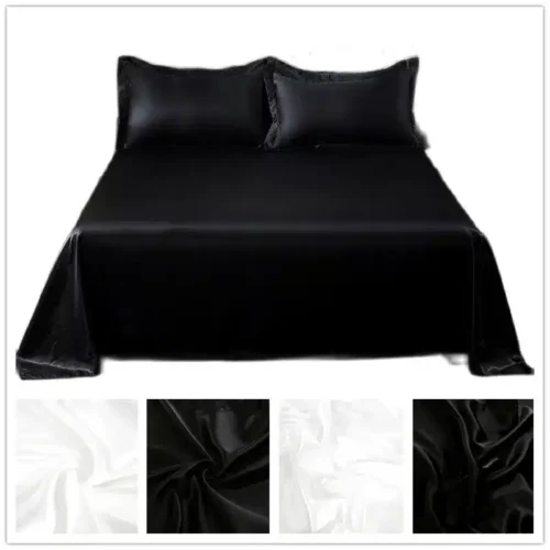 Bonenjoy 1 pc Bed Sheet for Summer Ice Cool Fabric Top Sheets Satin Smooth Flat Bed Sheet for Double Bedding (no pillowcase)
