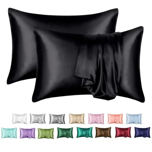 2Pcs Satin Pillow Case for Hair Skin Silk Satin Pillowcase 51×66/76cm Pillowcases Set Silky Pillow Cover with Envelope Closure