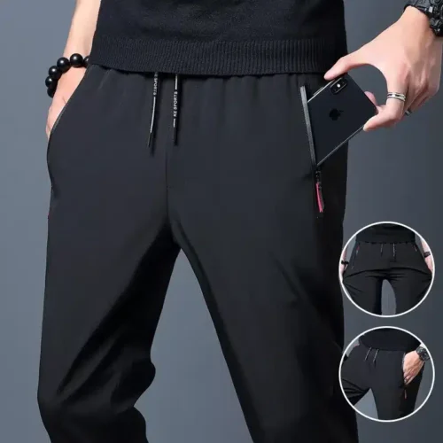 Men’s Casual Pants Business Stretch Slim Fit Elastic Waist Jogger Korean Classic Blue Black Gray Male Brand Trousers