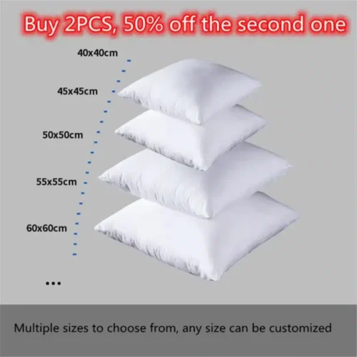 100%cotton standard white bounce back pillow cushion core sofa car seat home interior decor pillows30x30/40×40/45×45/60x80cm
