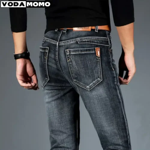 Business Men’s Jeans Casual Straight Stretch Fashion Classic Blue Black Work Denim Trousers jeans men Male Brand Clothing 38 40