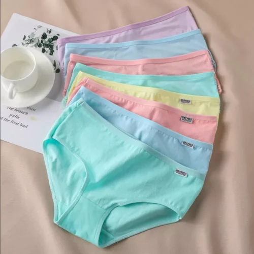 3Pcs/Set Candy Color Underwear Womens Comfortable High-quality Cotton Panties Mid-waist Breathable Underpants Plus Size Briefs