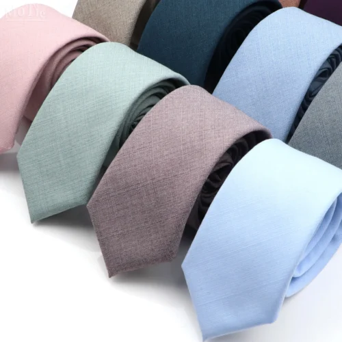 New Men’s Solid Color Tie Skinny Casual Anti-wrinkle Necktie For Wedding Suit Neckties Pink Blue Grey Ties Cravat Gift Accessory