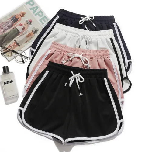 Women’s yoga Shorts Summer outerwear mid-waist casual loose straight pants lady stylish thin breathable wide leg gym short pants