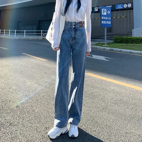 High Waist Jeans Women 2023 Spring Autumn New Fashion Loose Cover Sag Wide Leg Pants Female Large Size Thin Ninth Pants
