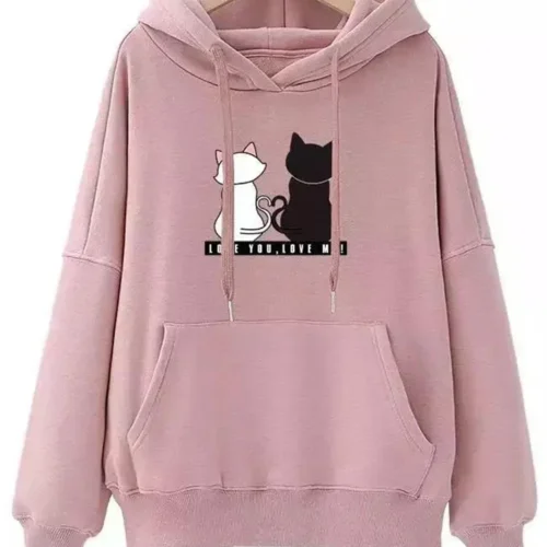 Streetwear Hoodies Women Sweatshirt Autumn Long Sleeve Hoodies Harajuku Hoodie Cute Cat Print Sweatshirt
