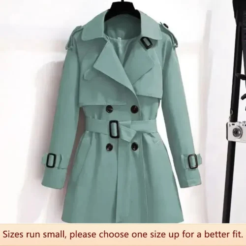 Elegant Slimming Cropped Trench Coat For Petite Women Medium-length British Style Trendy Spring/Autumn Jacket