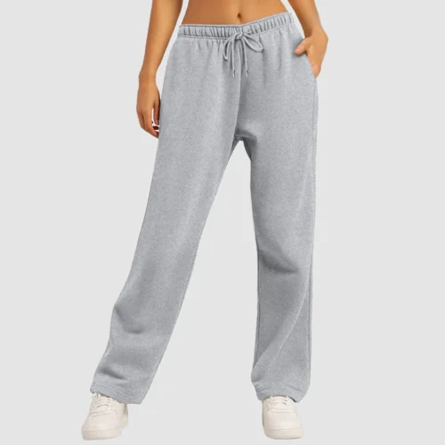 Women’s Fleece Lined Sweatpants Wide Straight Leg Pants Bottom Sweatpants Joggers Pants Workout High Flare Outfits Soft Solid