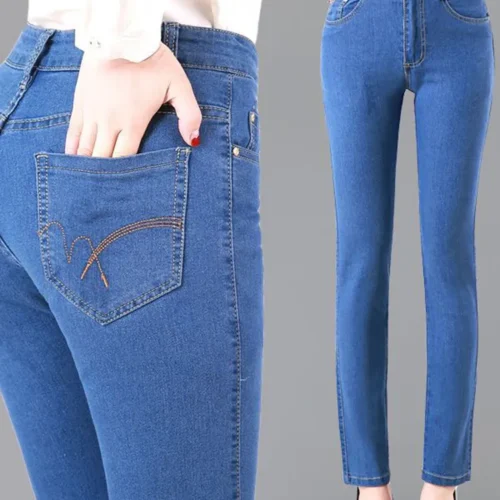 Oversize 36 Spring Summer Mom Jeans Vintage High Waist Women Denim Pants Elegant Skinny Straight Vaqueros Embroidered Pantalones