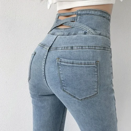 ZOENOVA  Skinny Pencil Jeans Four Buttons Vintage High Waist Women Slim Stretch Denim Pants Tight Trousers 2022 Women’s Pants