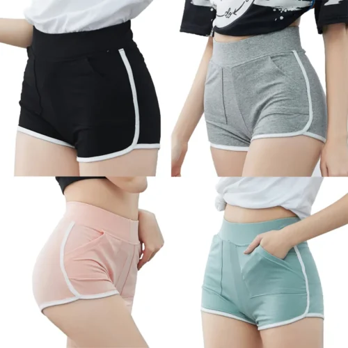 Causal Cotton Yoga Shorts For Women 2022 Summer Sports Fitness Skinny Slim Pocket High Waist Stretchy Gym Clothing Short Pants