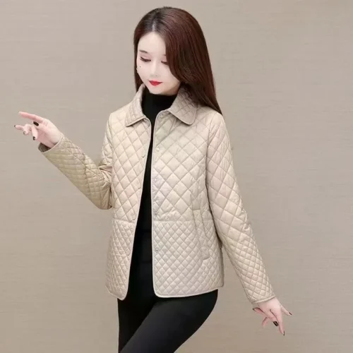 Women Jackets 2023 New Autumn Winter Fashion Middle-aged mother Thin Cotton-padded Coats Female Parkas Basic Outerwear Overcoat