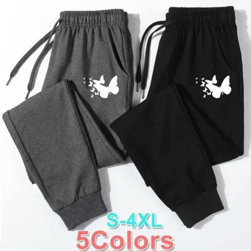 Trending Sports Butterfly Print Sweatpants High-Quality Loose Long Pants Jogger Trousers Women Casual Fitness Jogging Pants