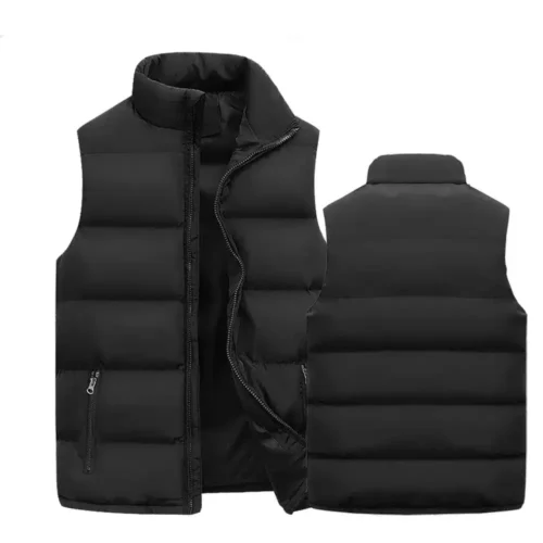 Men’s Vest Jacket Warm Sleeveless Jackets Winter Waterproof Zipper Coat Autumn Stand-up Collar Casual Waistcoat Brand Clothing