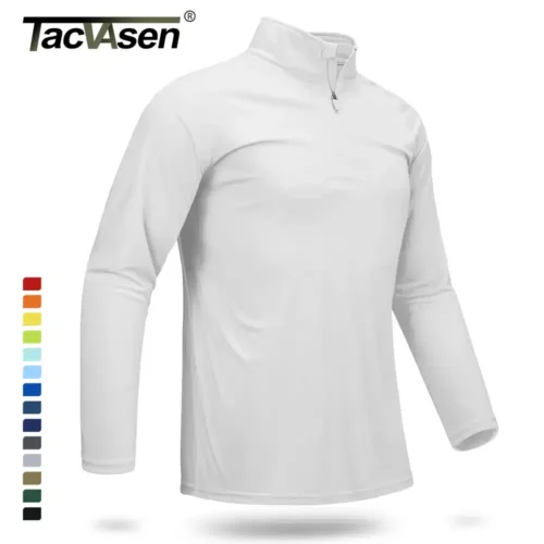 TACVASEN UPF 50+ T-shirts Men’s 1/4 Zip UV Protection Long Sleeve T-shirts Fishing Hiking Performance Tee Shirts Pullover Tops